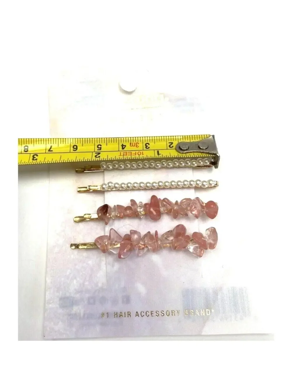 Pink Gemstone Hair Bobby Pins 4pc Pearl Style Hair Accessories Brand New